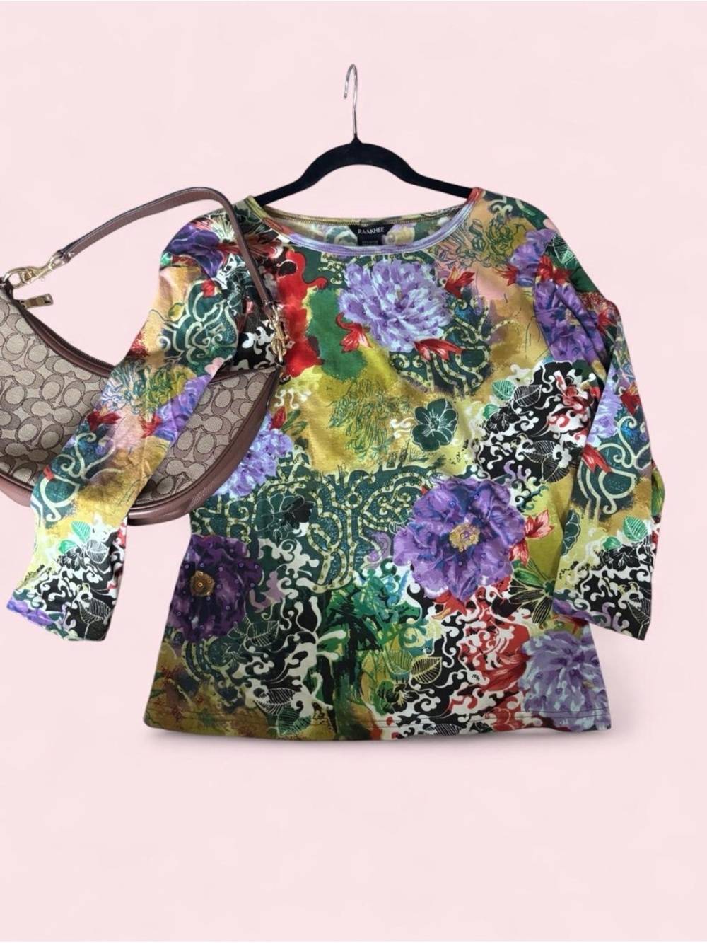 Rare & Unique Y2K | Vibrant RAAKHEE 100% Cotton Mixed Print Tee